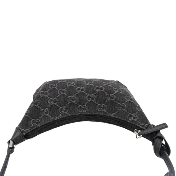 Gucci  Horsebit Slim Small GG Monogram Denim Hobo Shoulder Bag Black 774719 - Picture 3 of 11